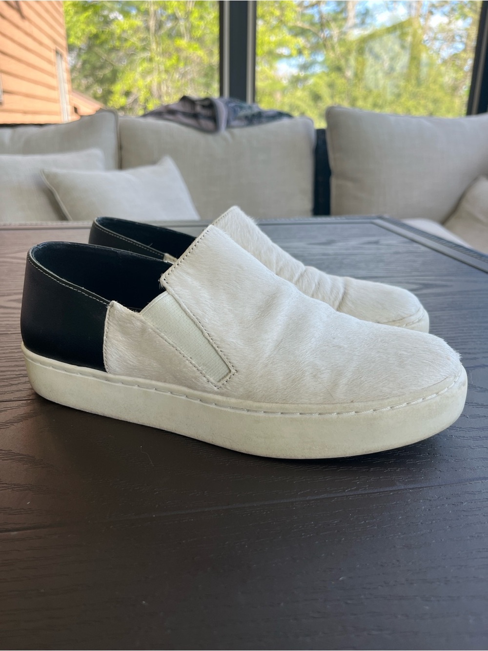 Free People Cream Haircalf Slip-On Loafers